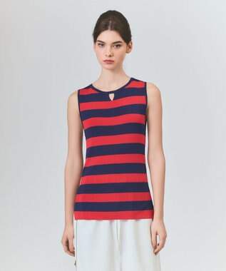 GRACE CONTINENTAL ラインニットノースリーブ レッド