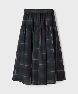 GRACE CONTINENTAL シルクブラックウォッチスカート グリーン