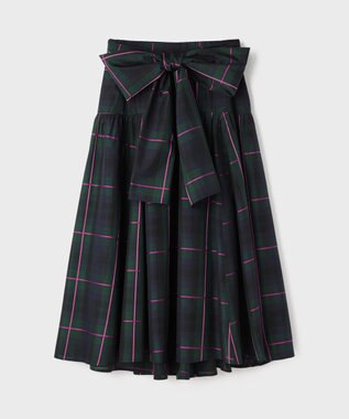 GRACE CONTINENTAL シルクブラックウォッチスカート グリーン