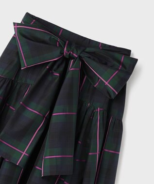 GRACE CONTINENTAL シルクブラックウォッチスカート グリーン