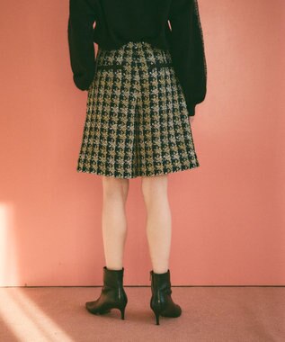 GRACE CONTINENTAL シャイニーツイードハーフパンツ ネイビー