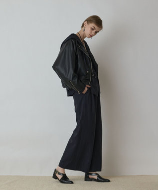 GRACE CONTINENTAL フェイクレザーライダース ブラック