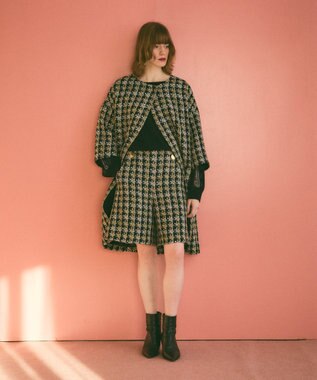 GRACE CONTINENTAL シャイニーツイードハーフパンツ ネイビー