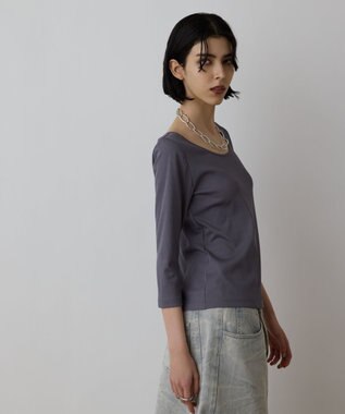 GRACE CONTINENTAL テレコボートネックトップ グレー