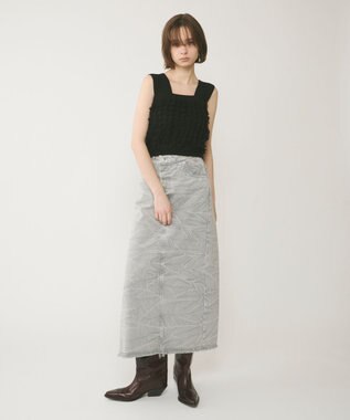 GRACE CONTINENTAL フリンジニットベアトップ ブラック