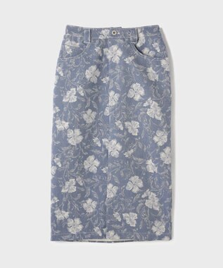GRACE CONTINENTAL ボタニカルジャガードスカート ブルー