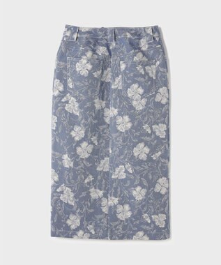 GRACE CONTINENTAL ボタニカルジャガードスカート ブルー