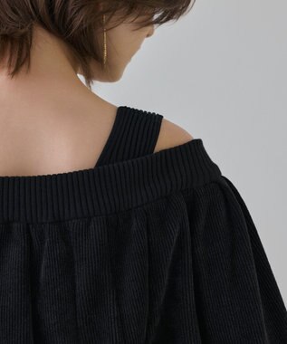 GRACE CONTINENTAL バルーンモールカットカーディガン ブラック