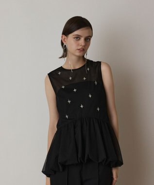 GRACE CONTINENTAL バルーンチュールトップ ブラック