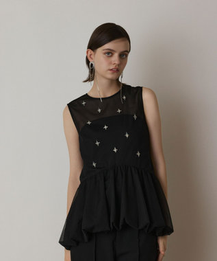 GRACE CONTINENTAL バルーンチュールトップ ブラック