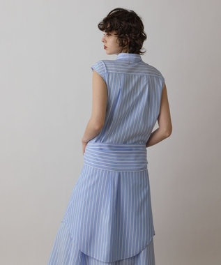 GRACE CONTINENTAL ストライプシャツワンピース ブルー