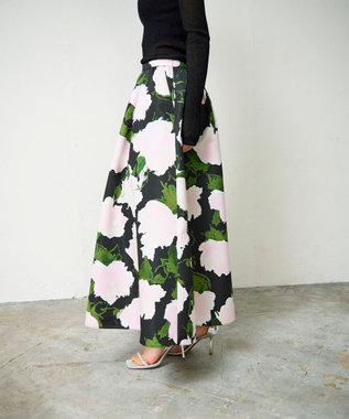 GRACE CONTINENTAL グログランボタニカルスカート ブラック