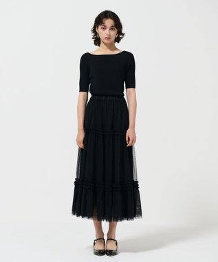 GRACE CONTINENTAL リブカシュクールニットトップ ブラック