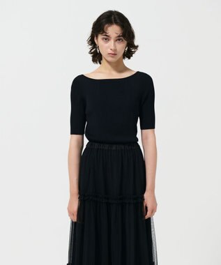 GRACE CONTINENTAL リブカシュクールニットトップ ブラック