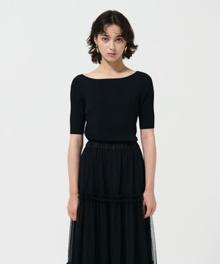 GRACE CONTINENTAL リブカシュクールニットトップ ブラック