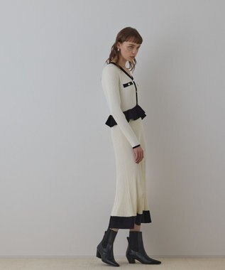 GRACE CONTINENTAL バイカラーニットワンピース ホワイト