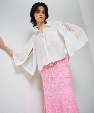 GRACE CONTINENTAL シアーポンチョシャツ ホワイト