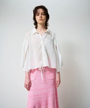 GRACE CONTINENTAL シアーポンチョシャツ ホワイト