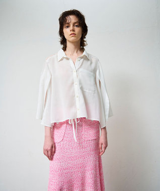 GRACE CONTINENTAL シアーポンチョシャツ ホワイト