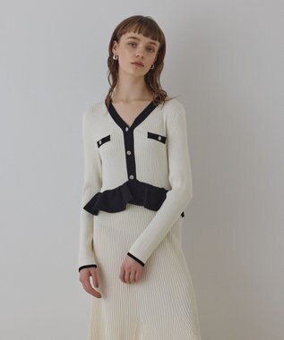 GRACE CONTINENTAL バイカラーニットワンピース ホワイト