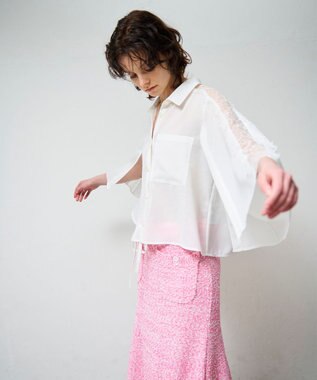 GRACE CONTINENTAL シアーポンチョシャツ ホワイト