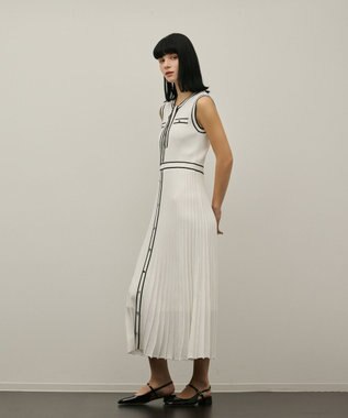 GRACE CONTINENTAL バイカラーボウタイニットワンピース ホワイト