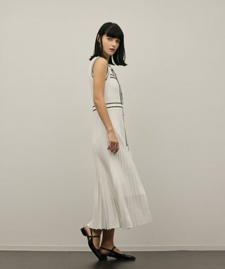 GRACE CONTINENTAL バイカラーボウタイニットワンピース ホワイト
