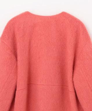 GRACE CONTINENTAL ノーカラーシャギーコート ピンク