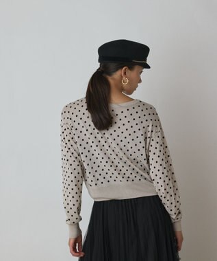 GRACE CONTINENTAL ドットフロッキーニットカーディガン シルバー