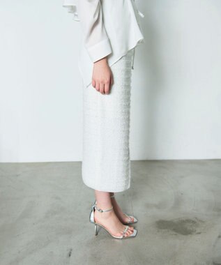 GRACE CONTINENTAL ラメツイードニットスカート ホワイト