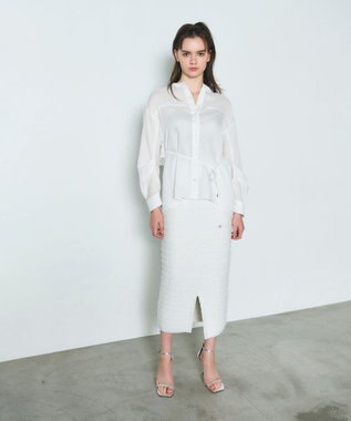 GRACE CONTINENTAL ラメツイードニットスカート ホワイト