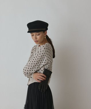 GRACE CONTINENTAL ドットフロッキーニットカーディガン シルバー