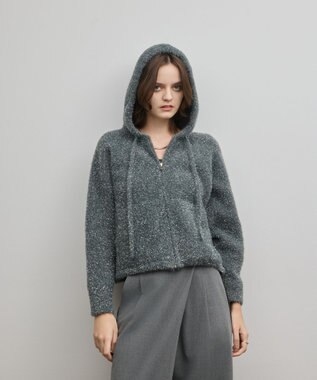 GRACE CONTINENTAL フェザーニットパーカー チャコール