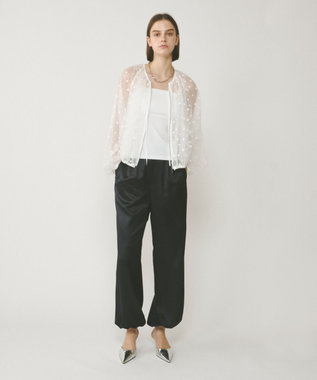 GRACE CONTINENTAL チュールノーカラーブルゾン ホワイト