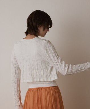 GRACE CONTINENTAL モノグラムニットカーディガン ホワイト