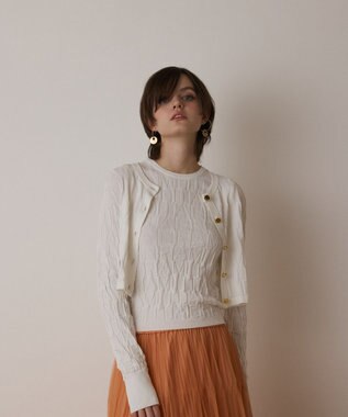 GRACE CONTINENTAL モノグラムニットカーディガン ホワイト