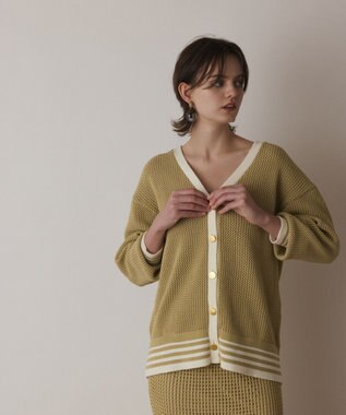 GRACE CONTINENTAL メッシュラインニットカーディガン イエロー