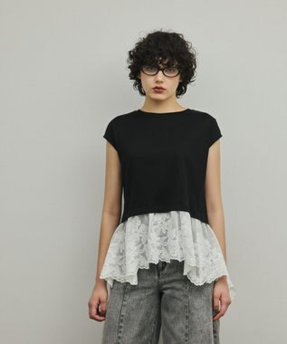 GRACE CONTINENTAL ヘムembカットトップ ブラック