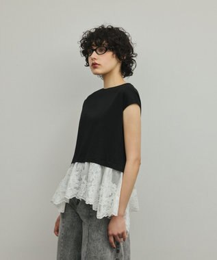 GRACE CONTINENTAL ヘムembカットトップ ブラック