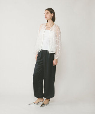 GRACE CONTINENTAL チュールノーカラーブルゾン ホワイト