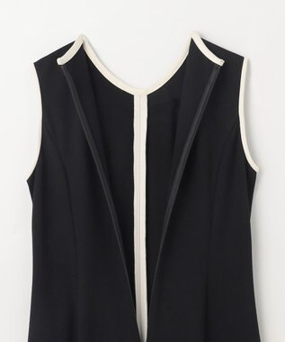 GRACE CONTINENTAL 配色ポンチフレアワンピース ブラック