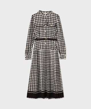 GRACE CONTINENTAL バイカラーチェックプリントワンピース ブラック