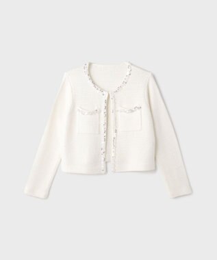 GRACE CONTINENTAL ブレードツイードニットジャケット ホワイト