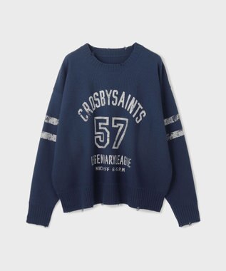 GRACE CONTINENTAL ナンバリングニットトップ ネイビー