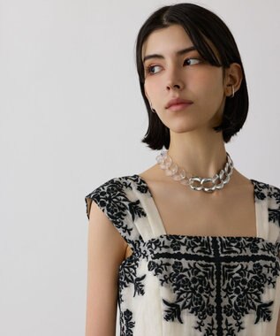 GRACE CONTINENTAL フレームジャガードドレス ブラック