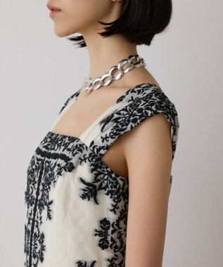 GRACE CONTINENTAL フレームジャガードドレス ブラック