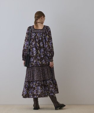 GRACE CONTINENTAL ボタニカルティアードワンピース ブラウン