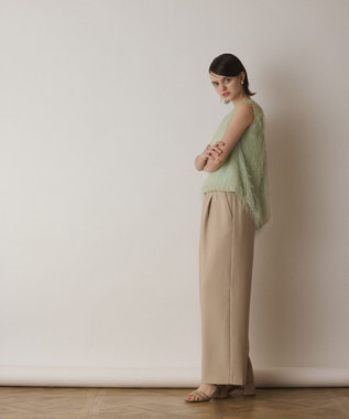 GRACE CONTINENTAL フリンジギャザートップ グリーン