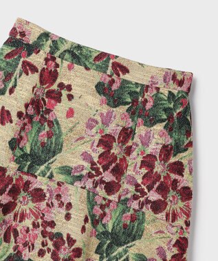 GRACE CONTINENTAL フラワージャガードフレアスカート ベージュ