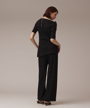 GRACE CONTINENTAL ラメリブジャージトップ ブラック